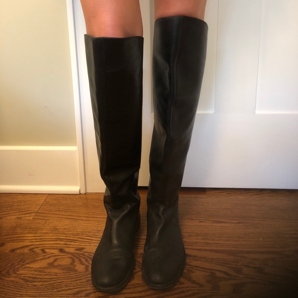 Coach Black Over the Knee Leather Boots 7.5